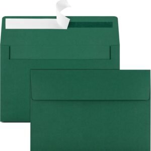65 Pack Dark Green Self Seal Envelopes - A4, 4x6 Sizes for Invitations, Weddings, Photos, Greeting Cards & Mailing