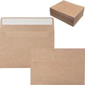 100 Pack 4x6 Envelopes for Invitations, Brown Kraft Envelopes
