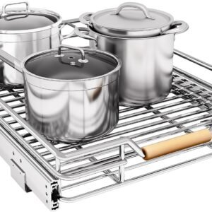 Sliding Lid Holder and Pan Rack in Kitchen, Slide Out inside Cabinet Storage for Pot Lid, Bakeware
