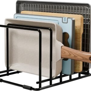 Space-Saving Kitchen Organizer Rack - 5-Slot Heavy-Duty Cutting Board and Bakeware Holder